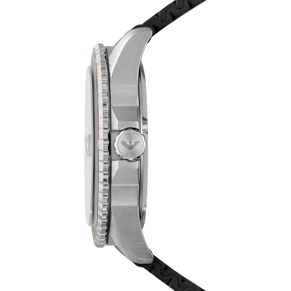 Emporio Armani 'Mario' Black Silicone Strap Watch AR11341