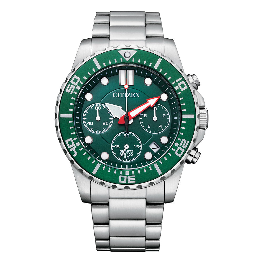 Citizen Chronograph Stainless Steel Green Dial Watch AI5009-