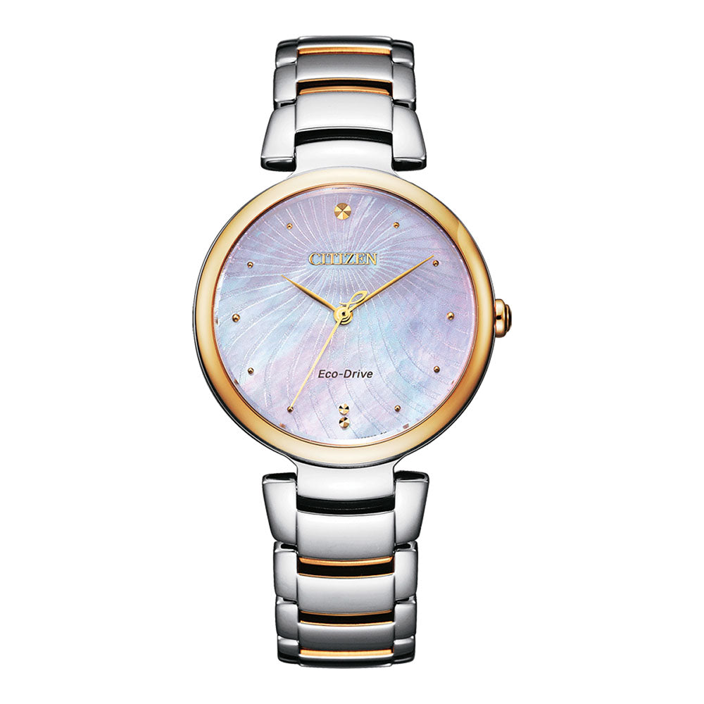 Citizen Eco-Drive 2-Tone Mother of Pearl Dial Watch EM0854-8