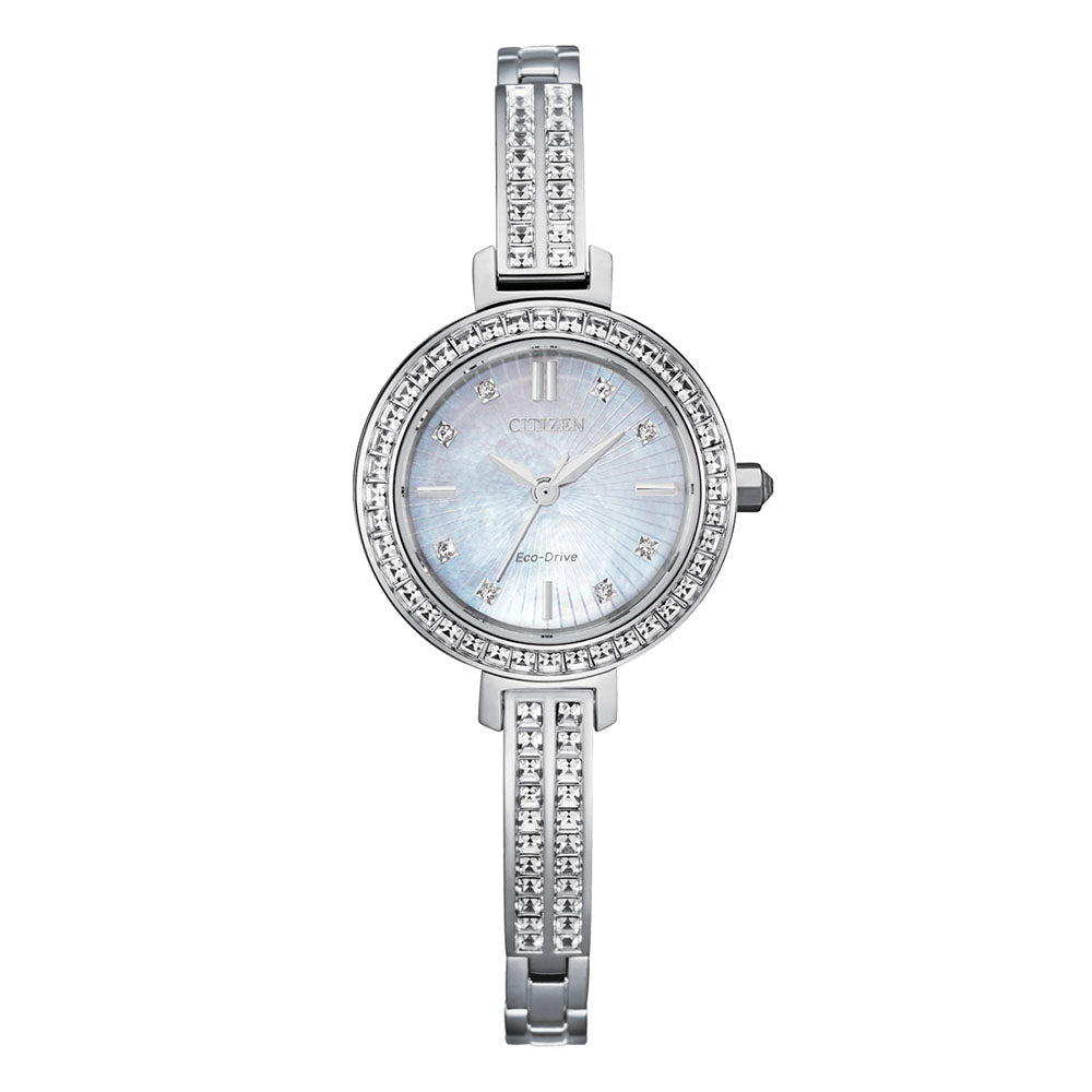 Citizen Eco-Drive Crystal Set Mother of Pearl Dial Watch EM0