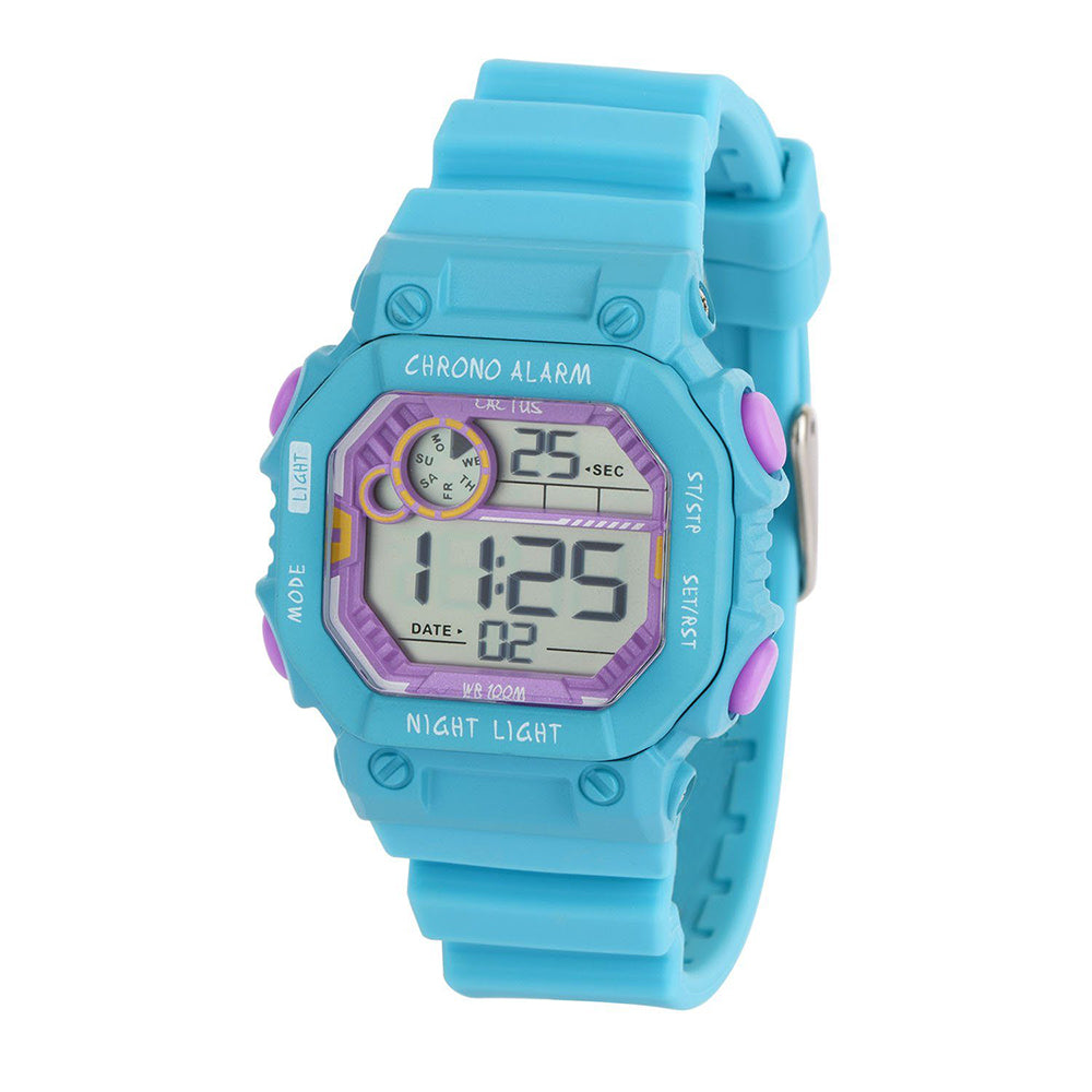 Cactus 'Fiesta' Rectangle Aqua & Purple Digital Watch CAC-12