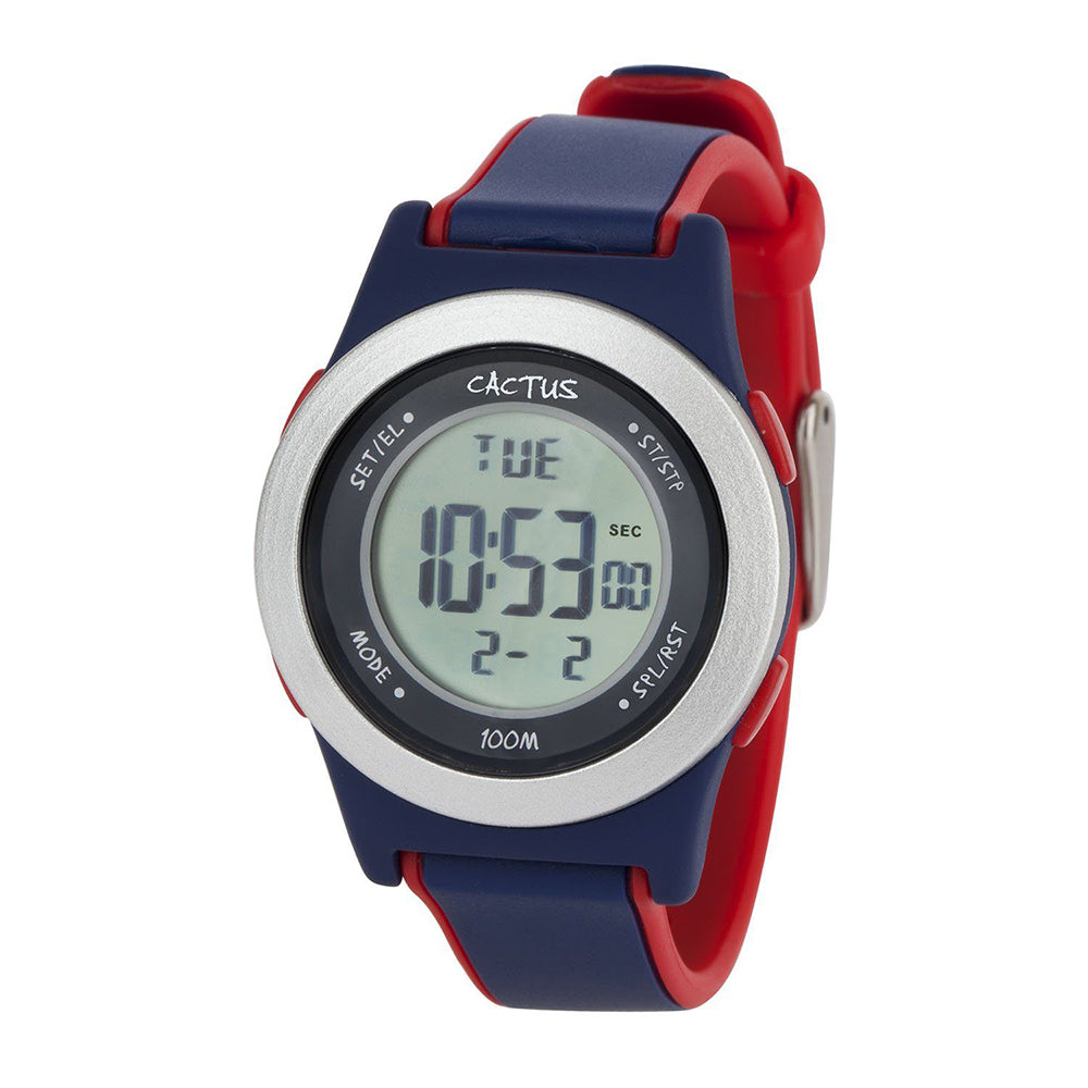 Cactus 'Shine' Navy Blue & Red Digital Watch CAC-125-M03