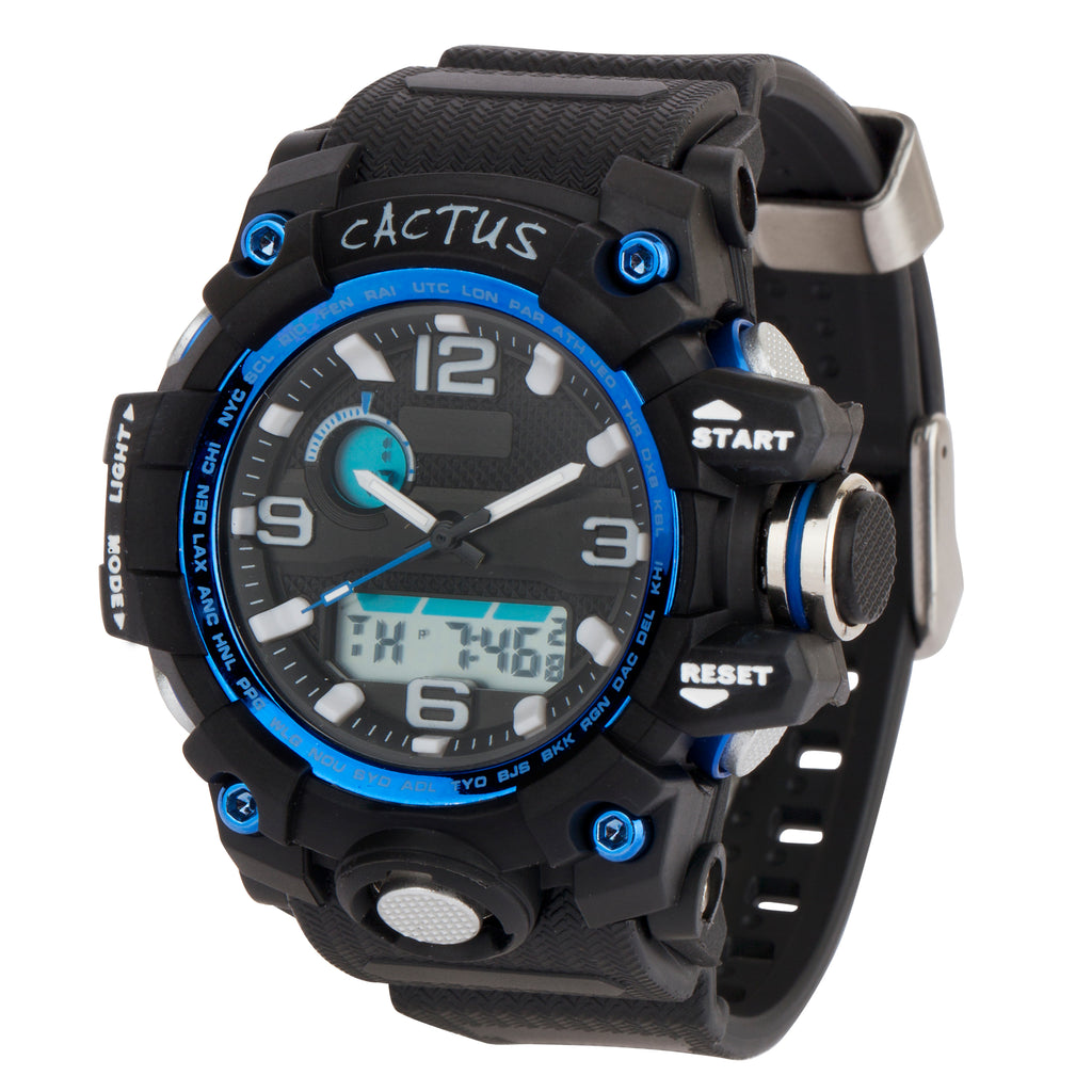 Cactus 'Mighty' Tough Black & Blue Analogue Digital Watch CA