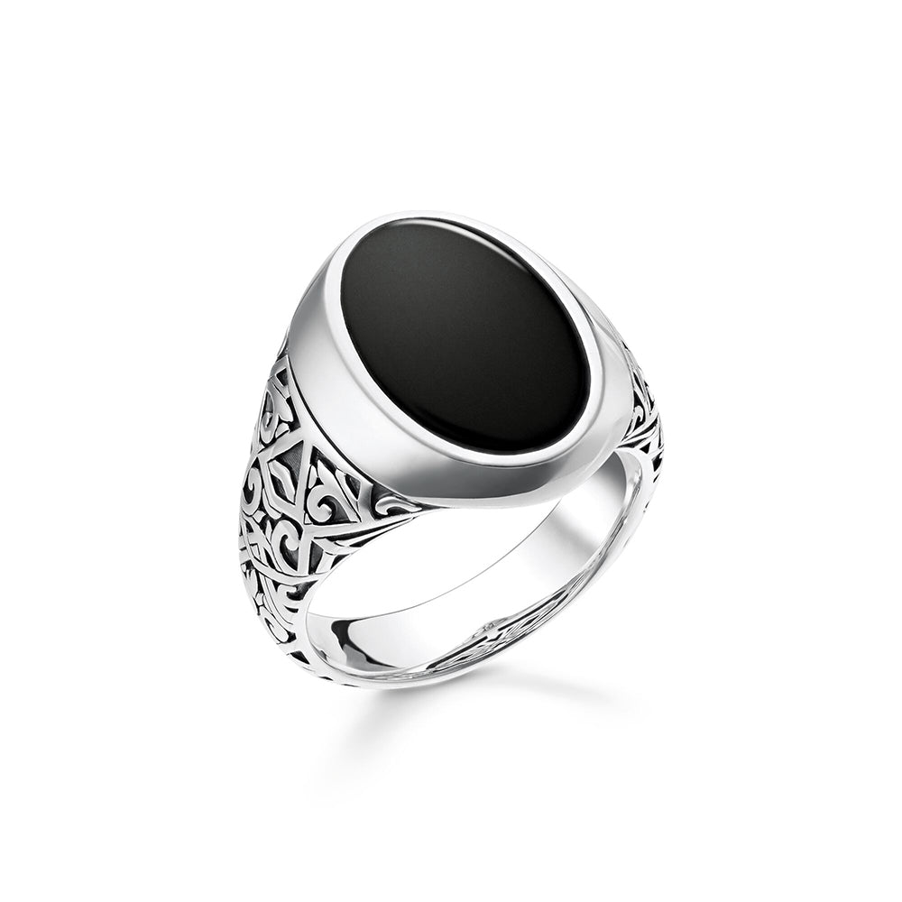 Thomas Sabo Sterling Silver Black Onyx Signet Ring TR2242