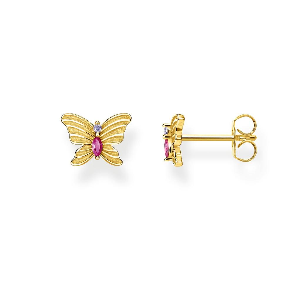 Thomas Sabo Sterling Silver Gold Plate Butterfly Studs TH210