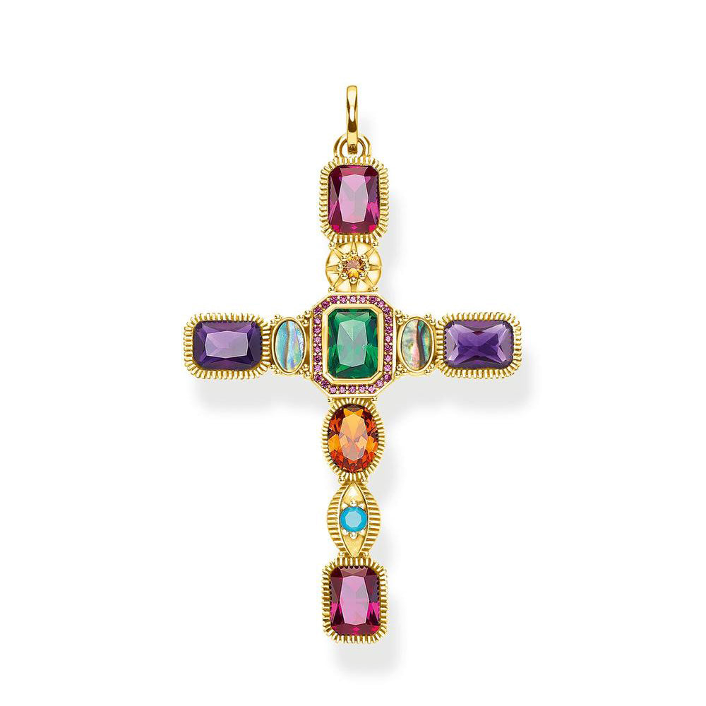 Thomas Sabo Sterling Silver Gold Plate Colourful Cross Penda