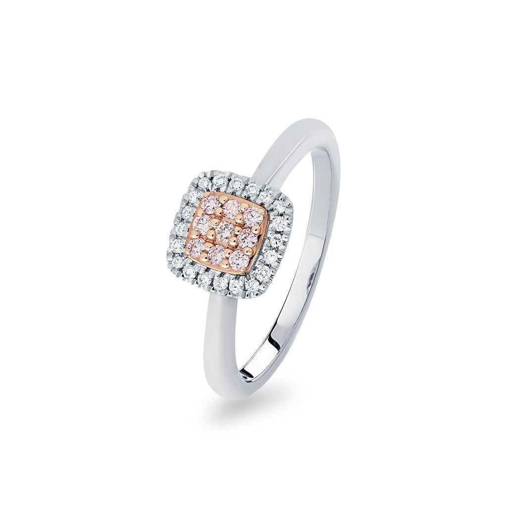 Kimberley Blush 'Hope' Ring 18ct White Gold Square Halo BPR-