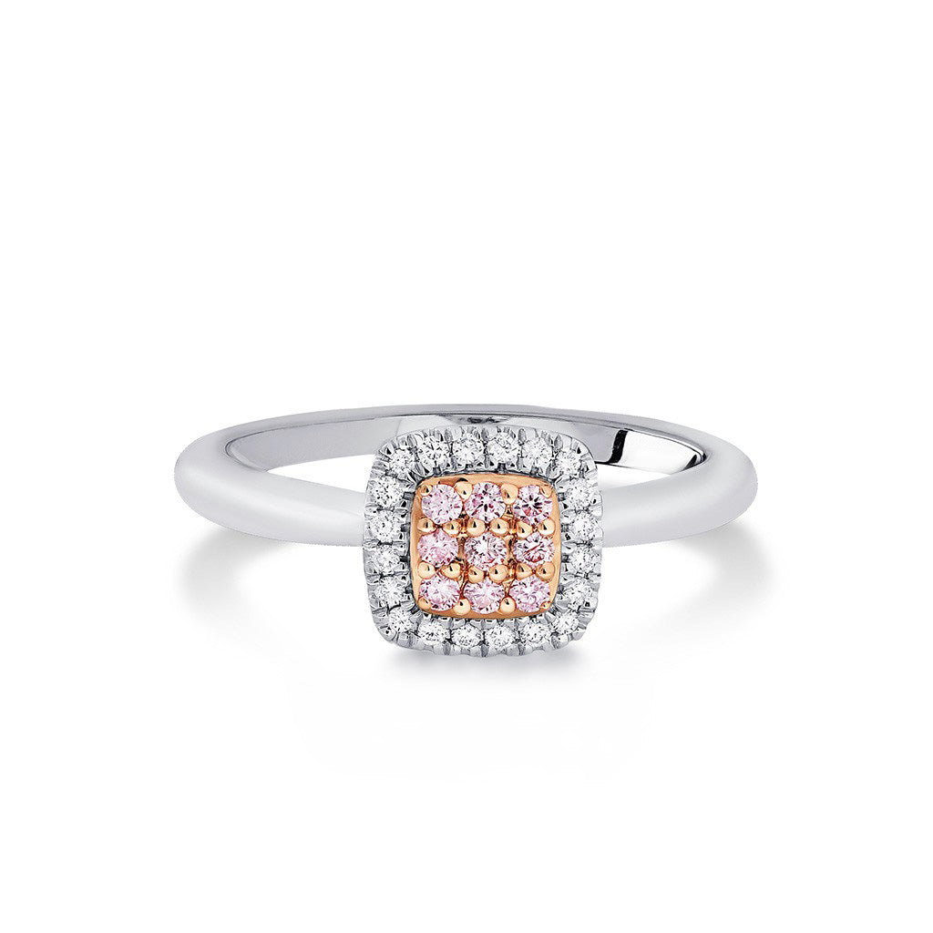 Kimberley Blush 'Hope' Ring 18ct White Gold Square Halo BPR-