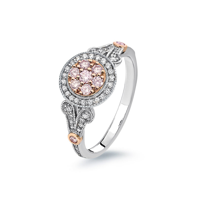 Kimberley Blush 'Matilda' Ring 18ct Swirl Halo BPR-RDCFB0101