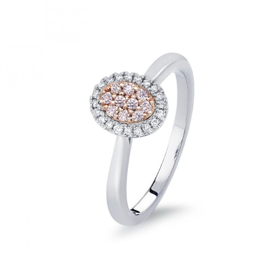 Kimberley Blush 'Lea' Ring 18ct White Gold Oval Halo BPR-OVC