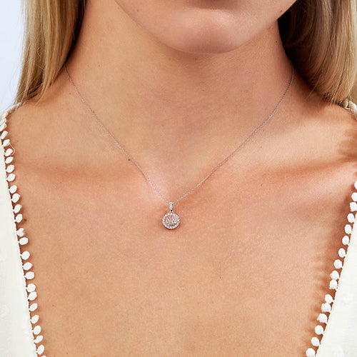 Kimberley Blush 'Katherine' Pendant 18ct Round Halo BPP-RDCS