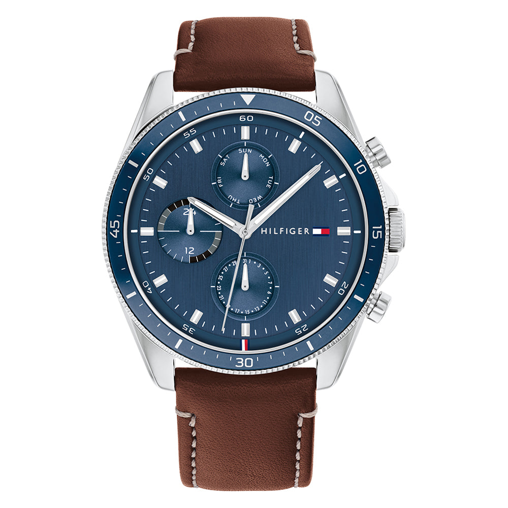 Tommy Hilfiger 'Parker' Multi-Function Brown Leather Watch 1