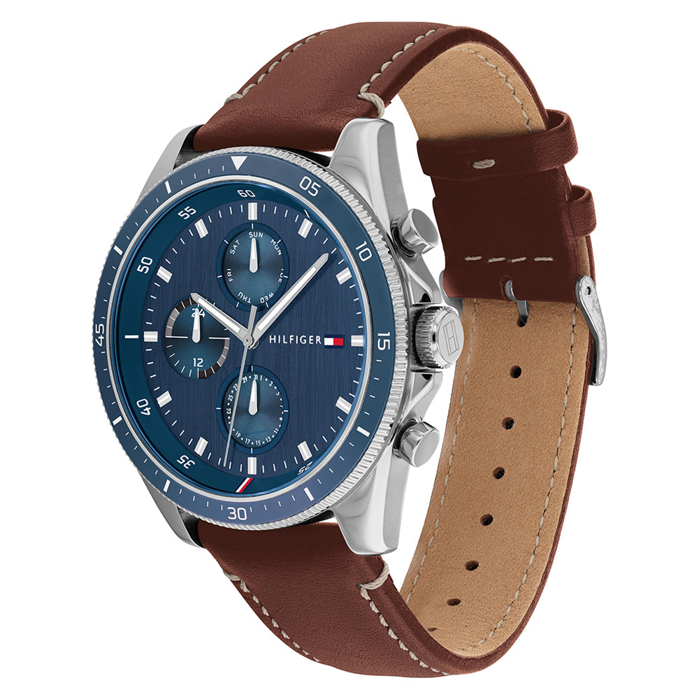 Tommy Hilfiger 'Parker' Multi-Function Brown Leather Watch 1