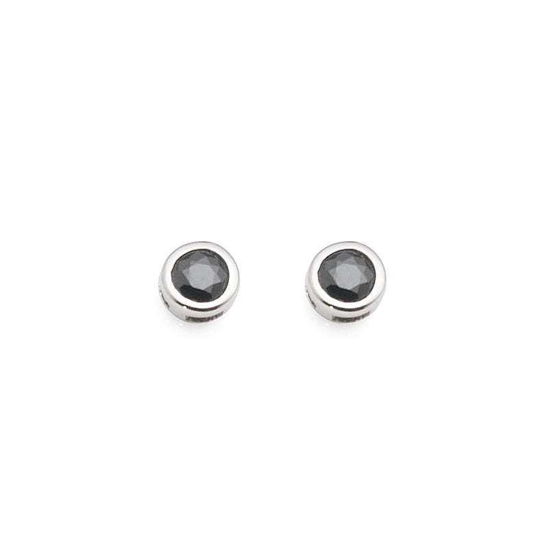 Sterling Silver 3.5mm Round Black Cubic Zirconia Studs