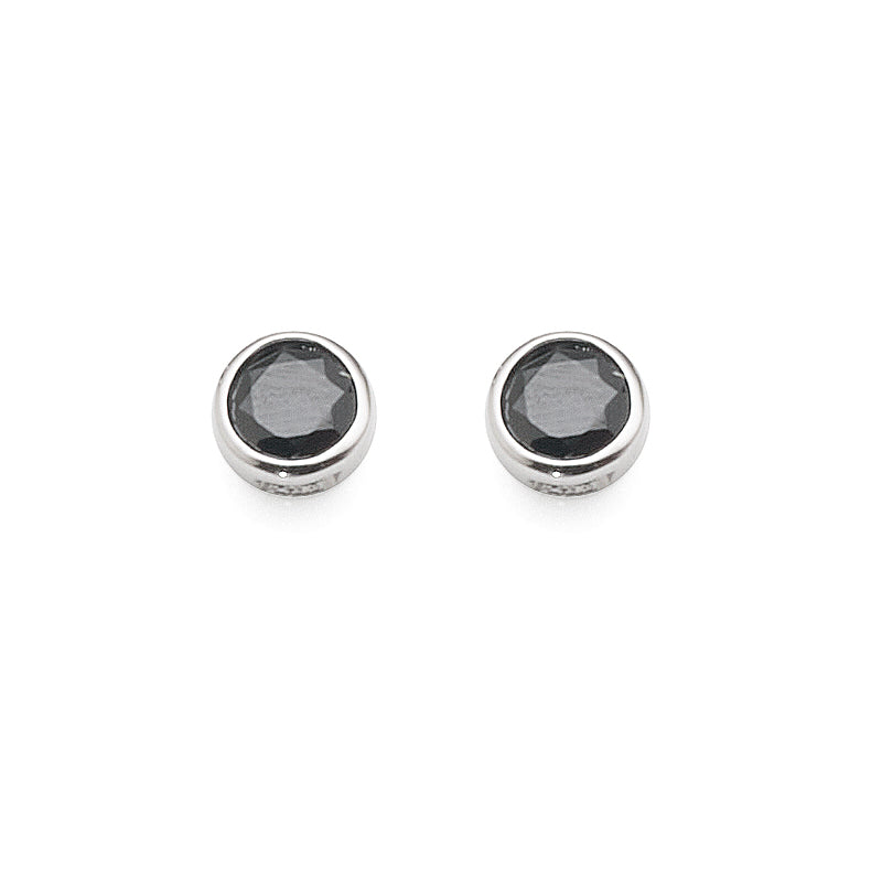 Sterling Silver 5mm Black Cubic Zirconia Stud Earrings