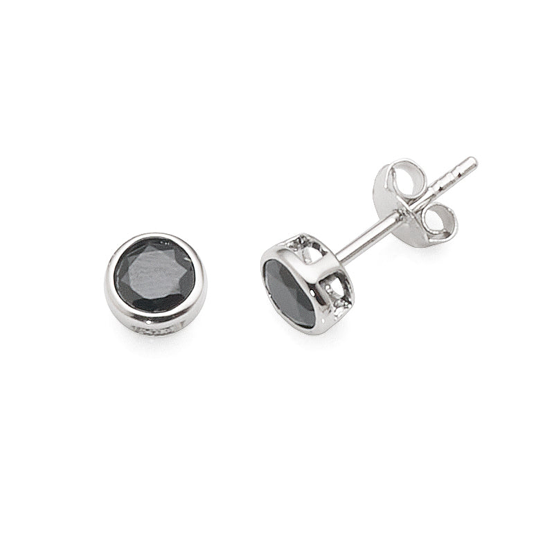 Sterling Silver 5mm Black Cubic Zirconia Stud Earrings