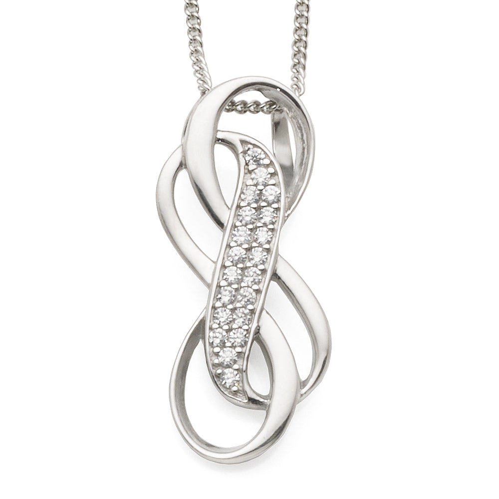 Sterling Silver Cubic Zirconia 27mm Infinity Drop Pendant