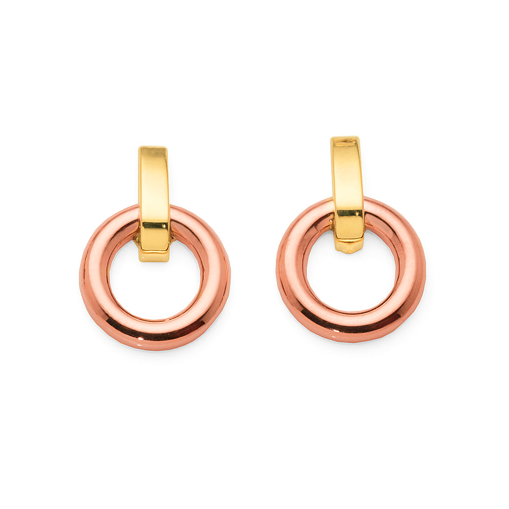 9ct 2-Tone Gold Circle Stud Earrings