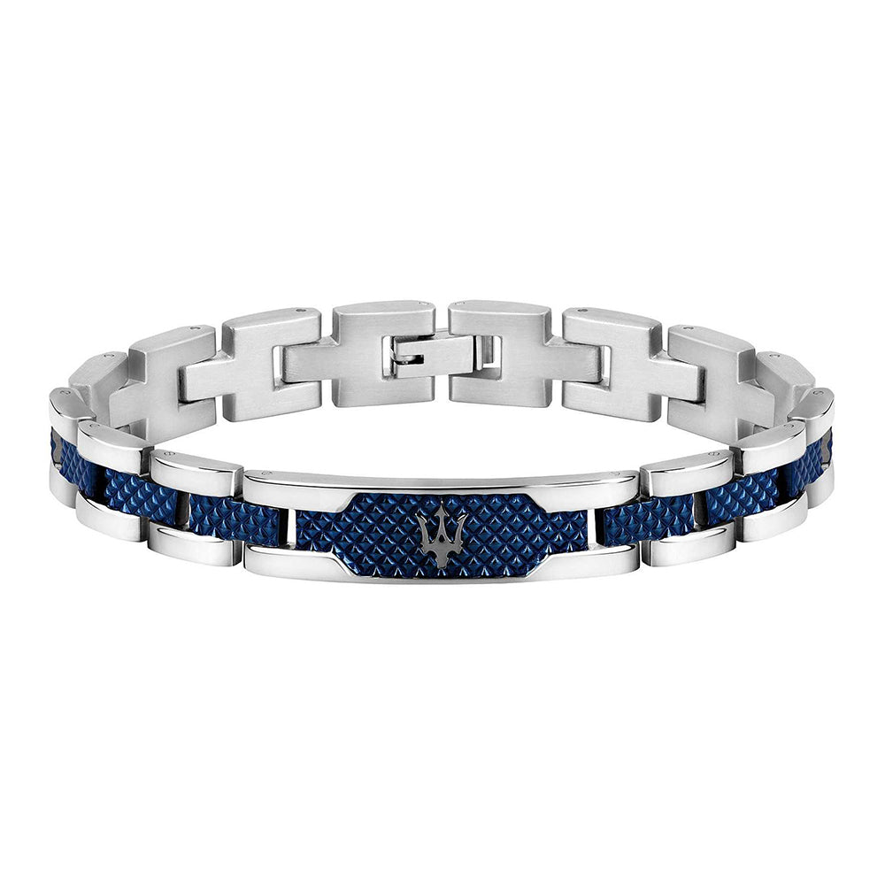 Maserati Stainless Steel Blue Textured Centre Bracelet JM419