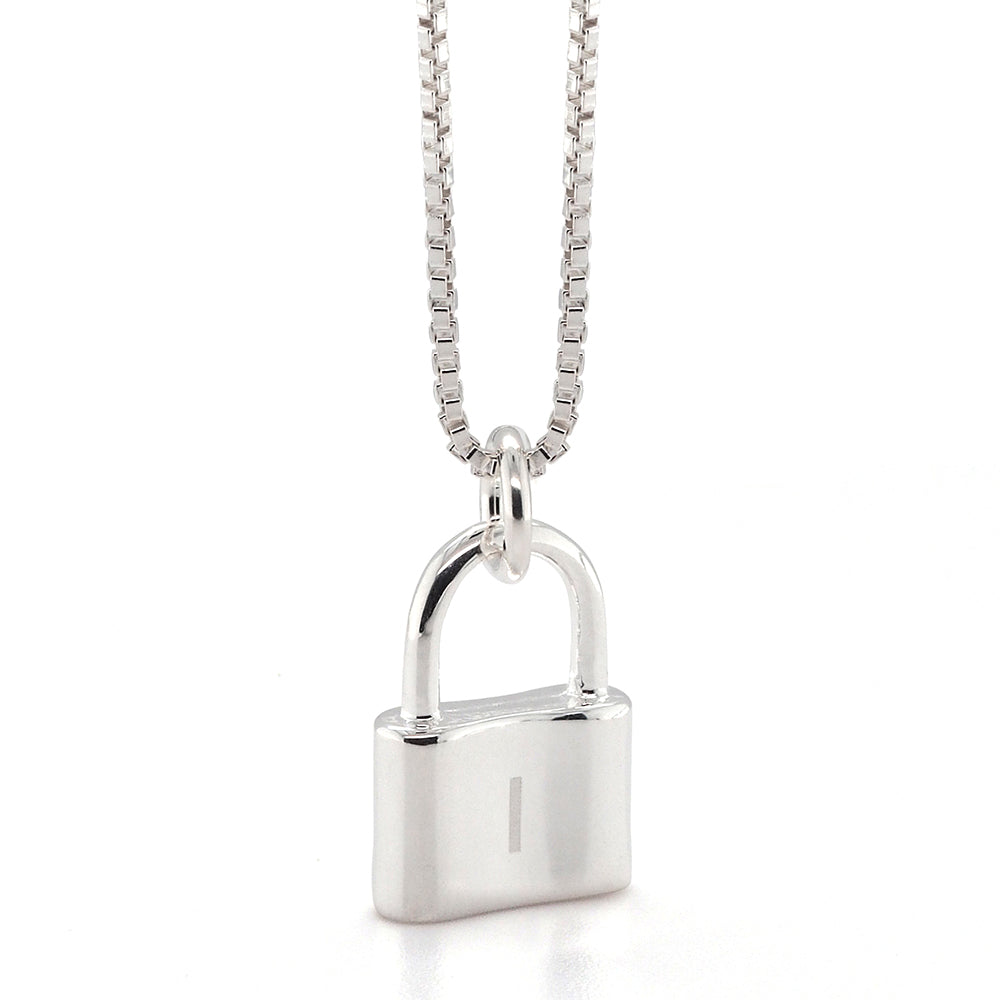 Von Treskow Sterling Silver Padlock 'I' Initial Charm Pendan