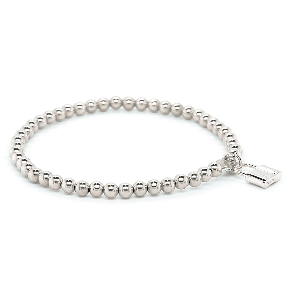 Von Treskow Sterling Silver Ball Bracelet With Padlock Charm