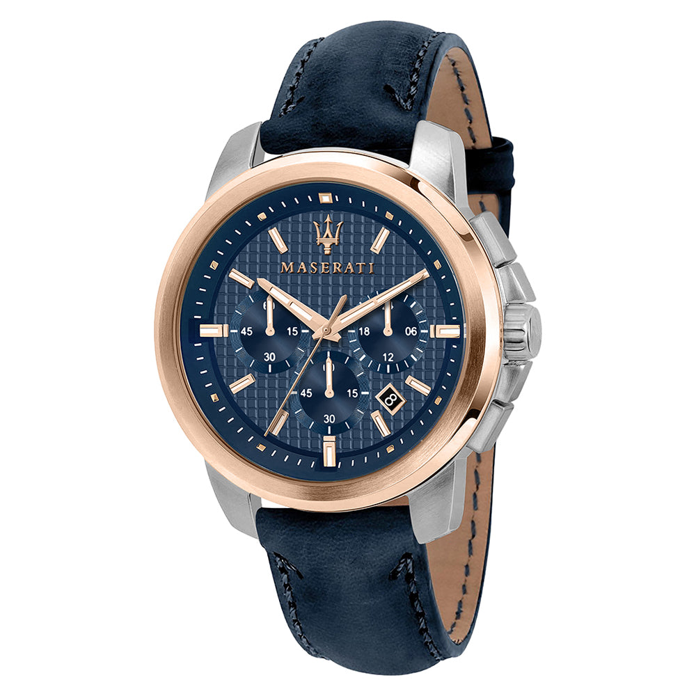 Maserati 'Sychaeus' Chronograph Rose Tone Leather Watch R887