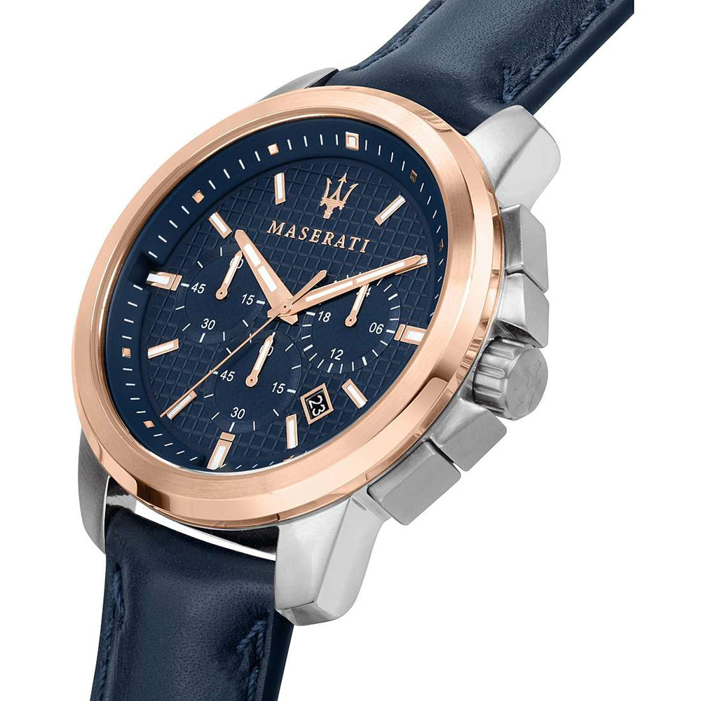 Maserati 'Sychaeus' Chronograph Rose Tone Leather Watch R887