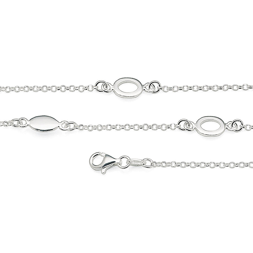 Sterling Silver Eye Shape Trace Chain Bracelet