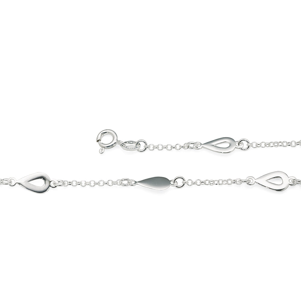 Sterling Silver Alternating Teardrop & Trace Chain Bracelet