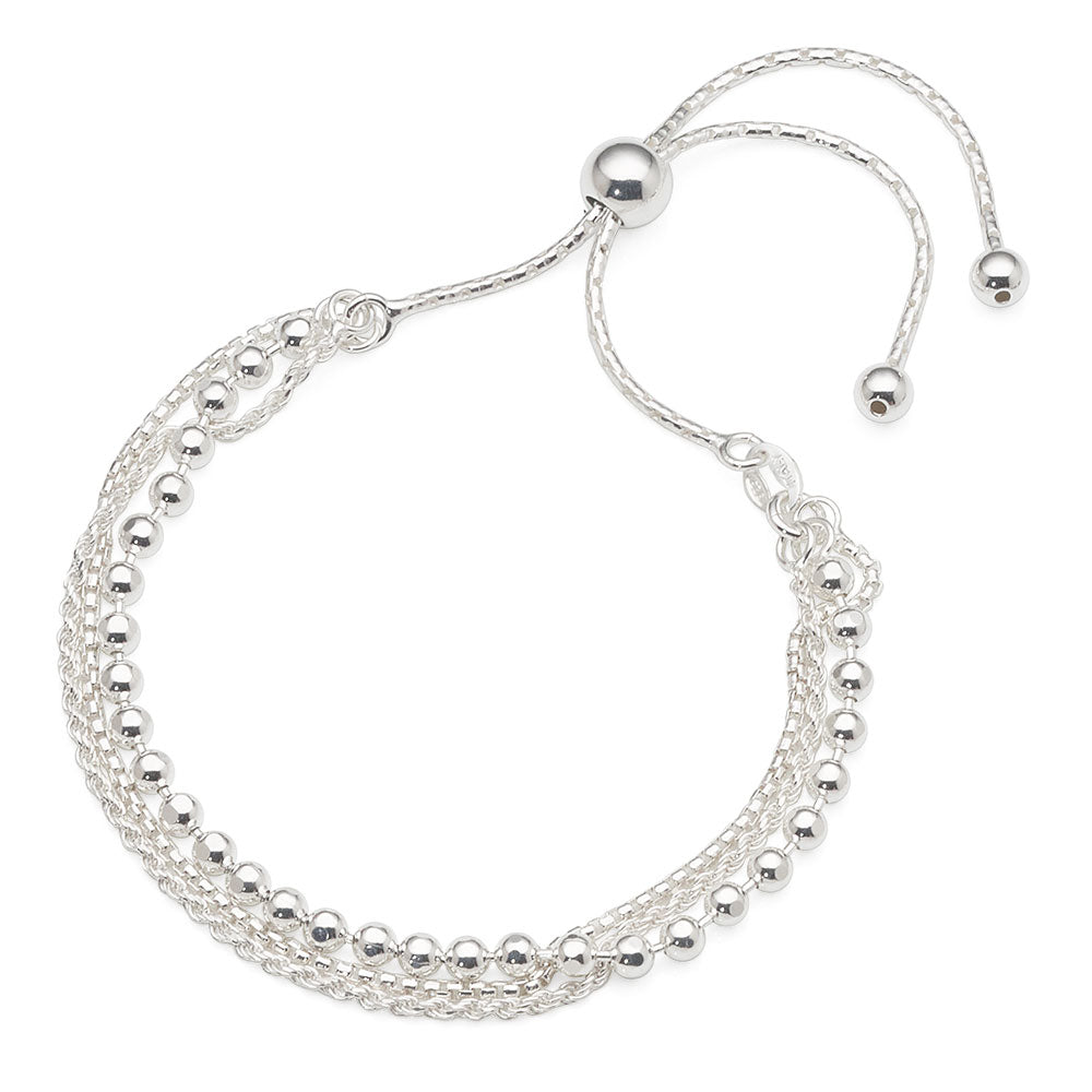 Sterling Silver Triple Strand Adjustable Bracelet