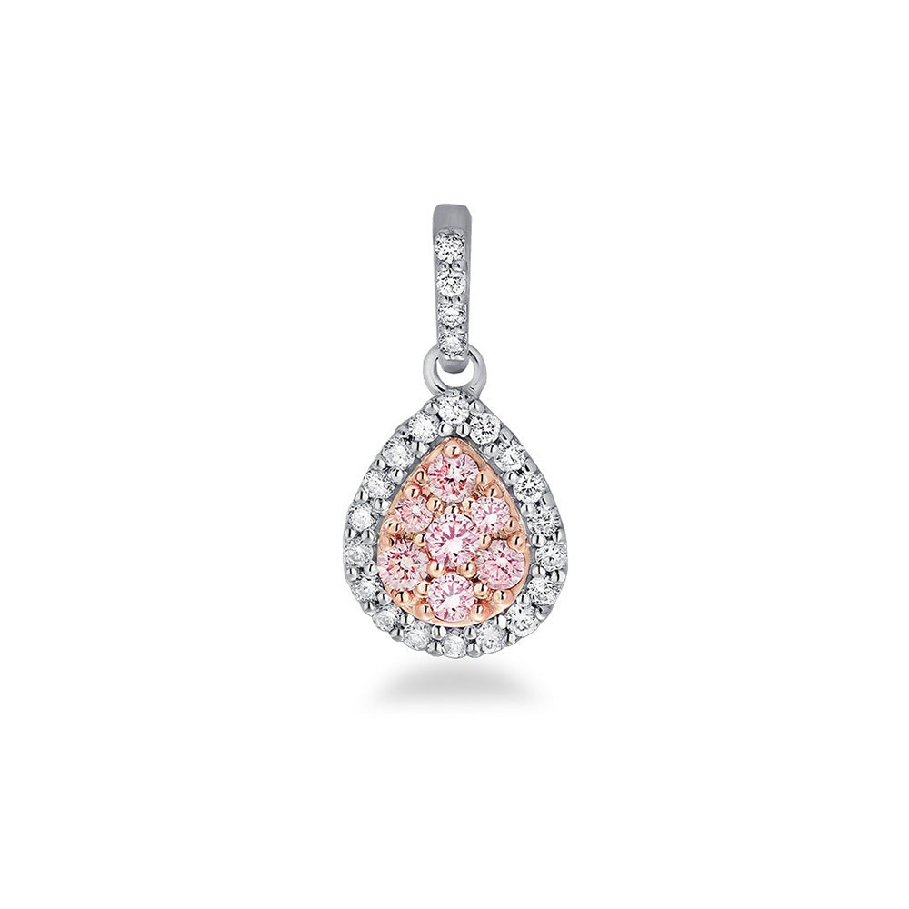 Kimberley Blush 'Penelope' Pendant 18ct Teardrop Halo BPP-PE