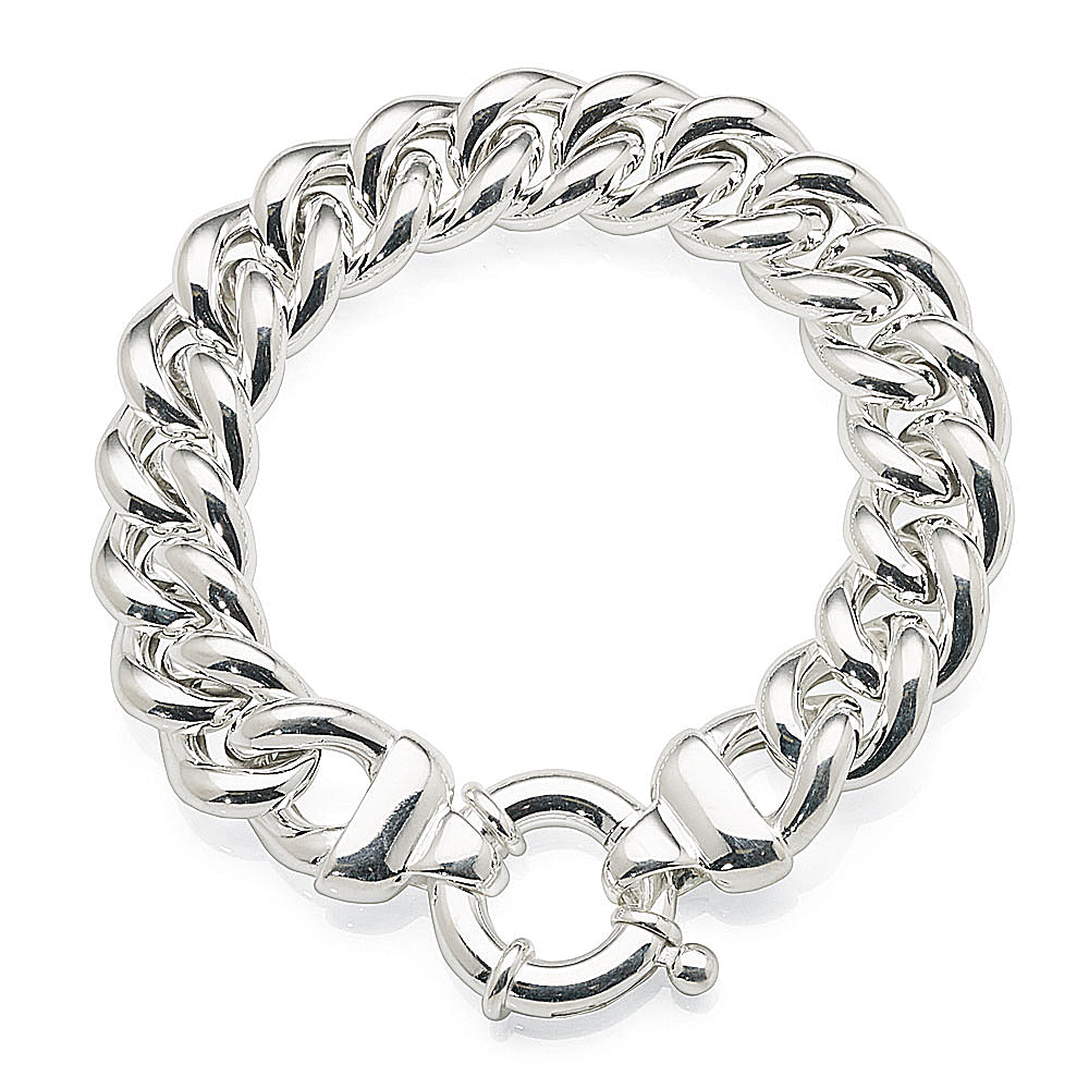 Sterling Silver Chunky Curb Bracelet With Bolt Ring