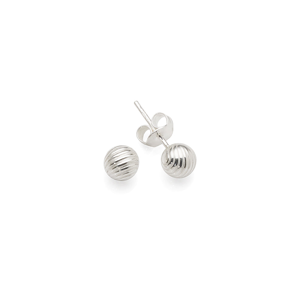 Sterling Silver 6mm Ridged Ball Stud Earrings