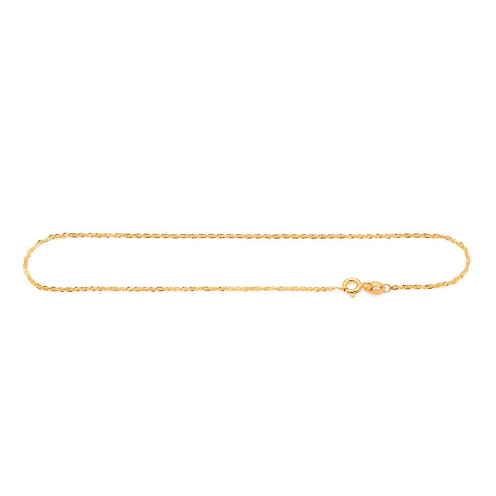 9ct Yellow Gold Singapore Twist Link Anklet