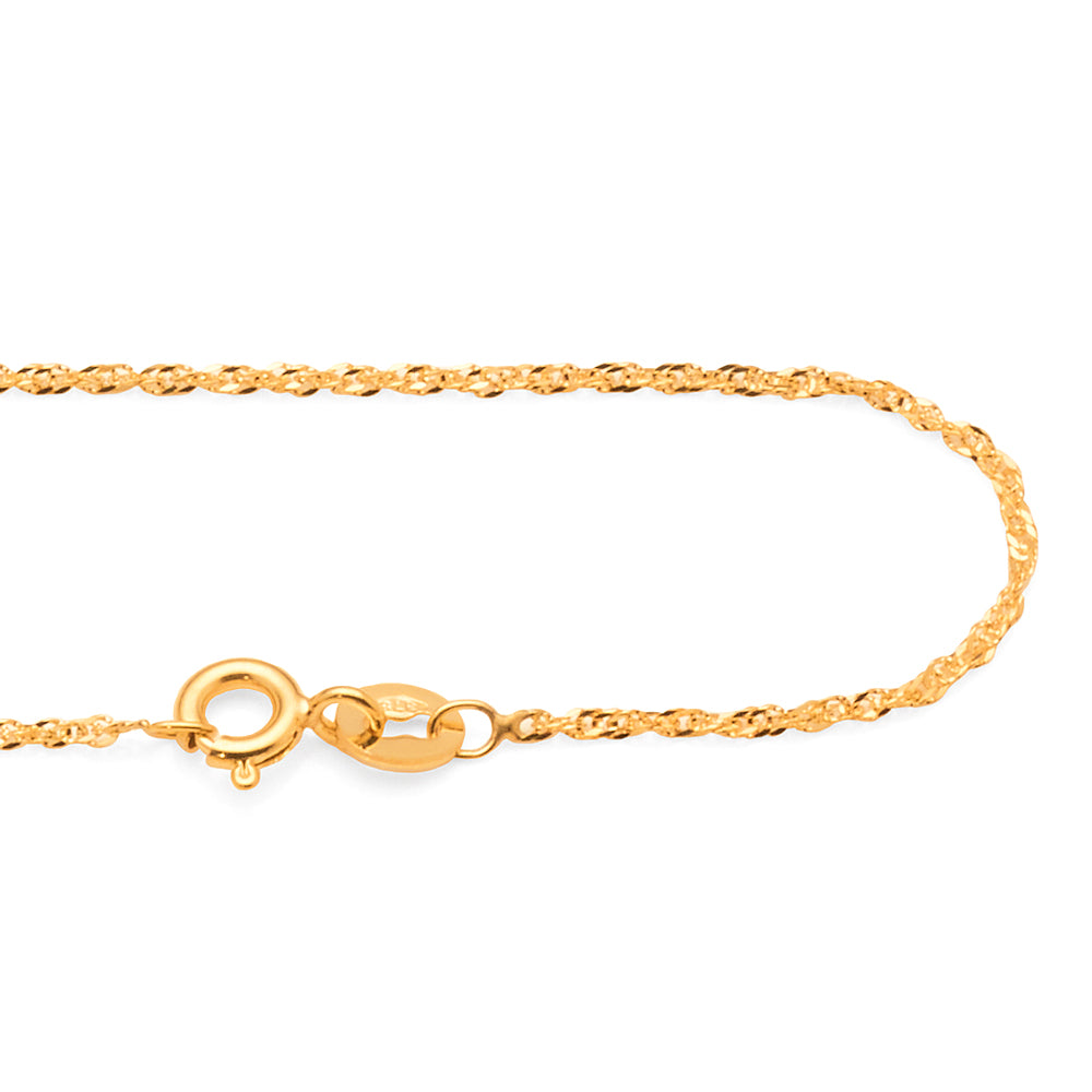 9ct Yellow Gold Singapore Twist Link Anklet