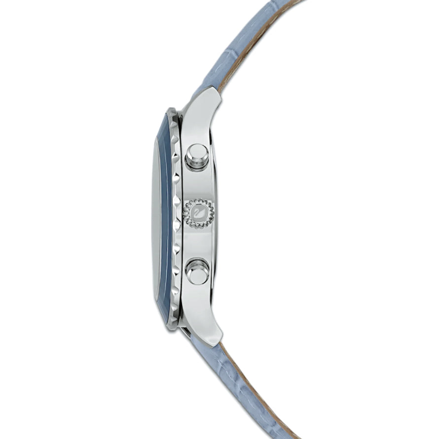 Swarovski 'Octea Lux' Chronograph Blue Leather Watch 5580600