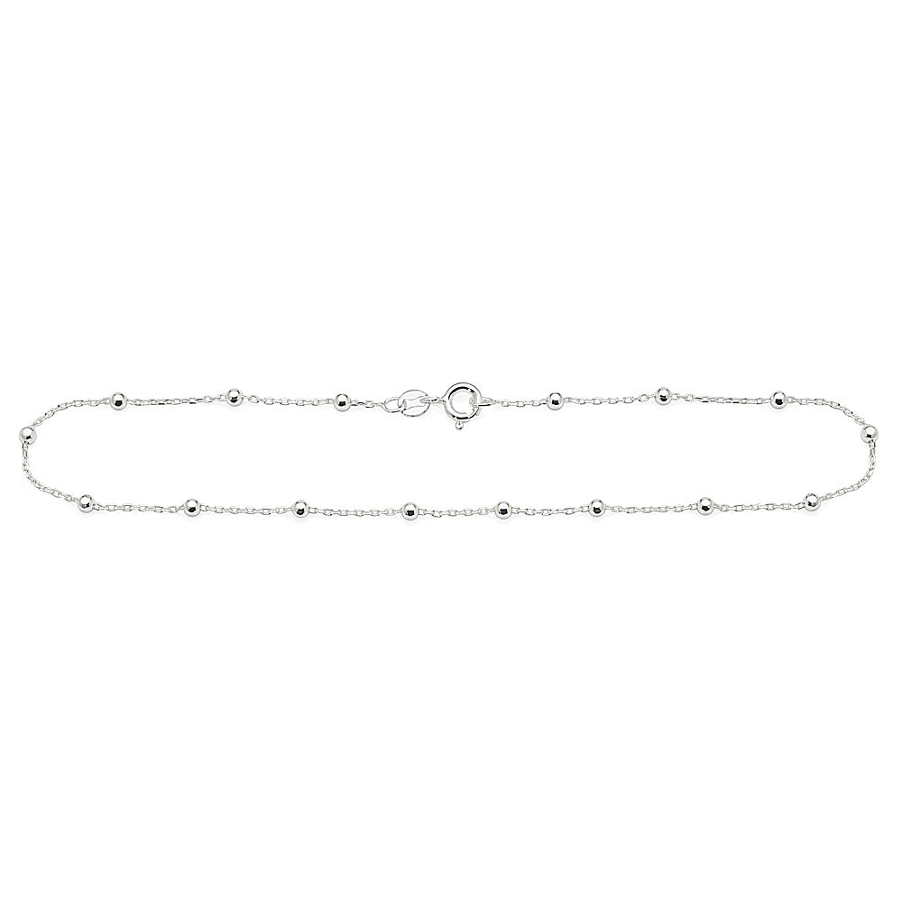 Sterling Silver Cable Link Ball 26cm Anklet