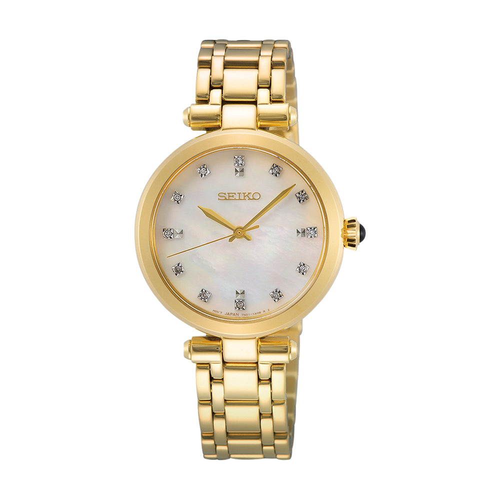 Seiko Diamond Set Gold Stainless Steel Watch SRZ536P
