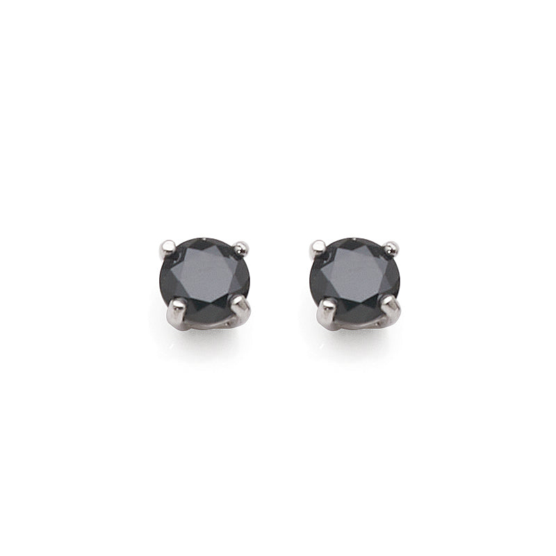 Sterling Silver 5mm Black Cubic Zirconia Claw Set Studs