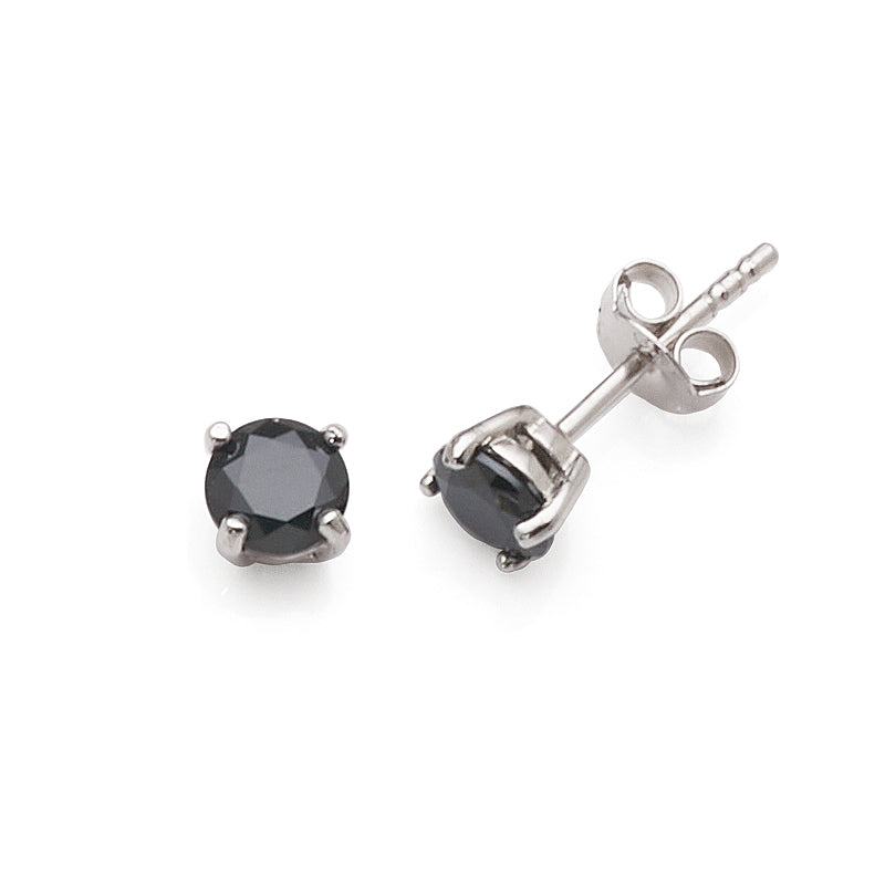 Sterling Silver 5mm Black Cubic Zirconia Claw Set Studs