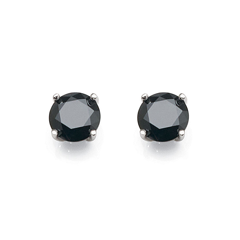 Sterling Silver 7mm Black Cubic Zirconia Studs