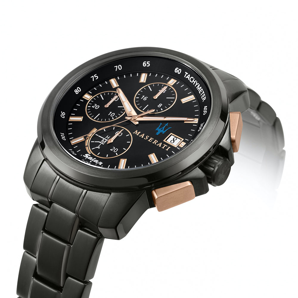 Maserati 'Successo' Chronograph Black & Rose Solar Watch R88