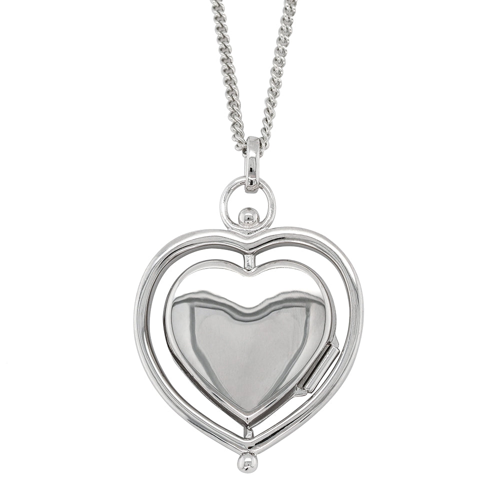 Sterling Silver Embossed Heart Spinning Locket