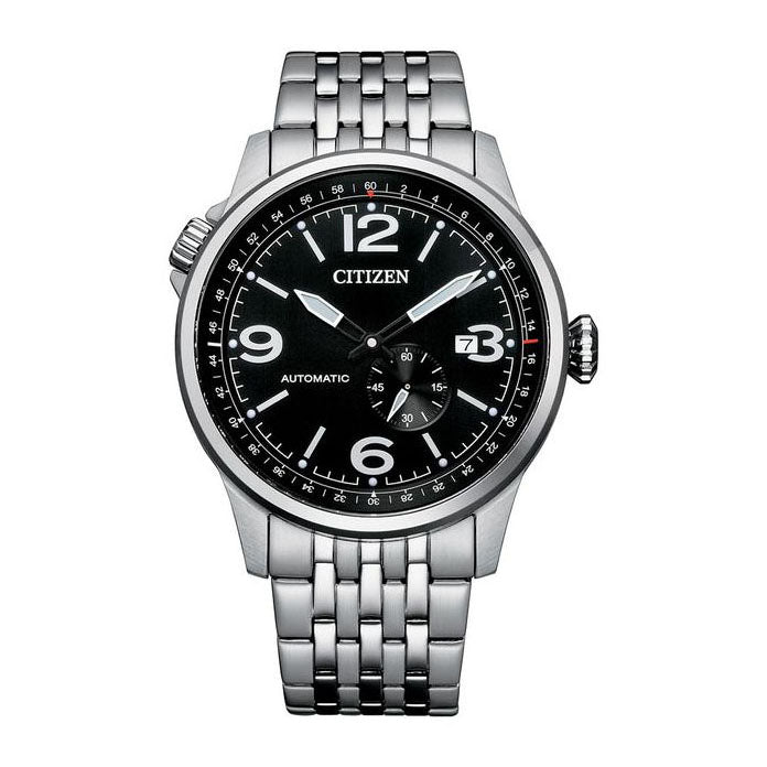 Citizen Automatic Stainless Steel Round Black Dial Watch NJ0