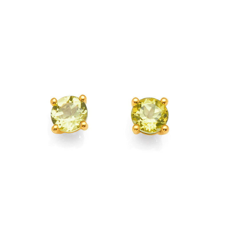 9ct Yellow Gold 4.5mm Peridot Stud Earrings