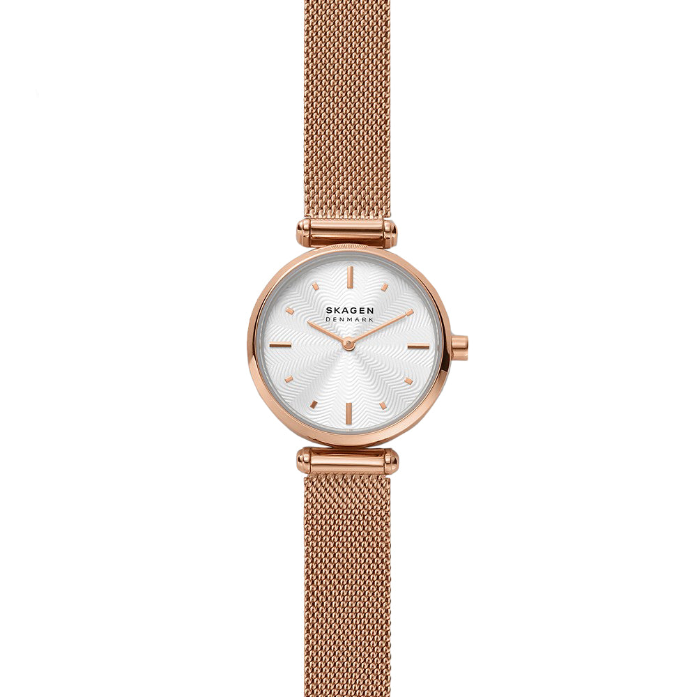 Skagen 'Amberline' Rose Tone Stainless Steel Mesh Strap Watc