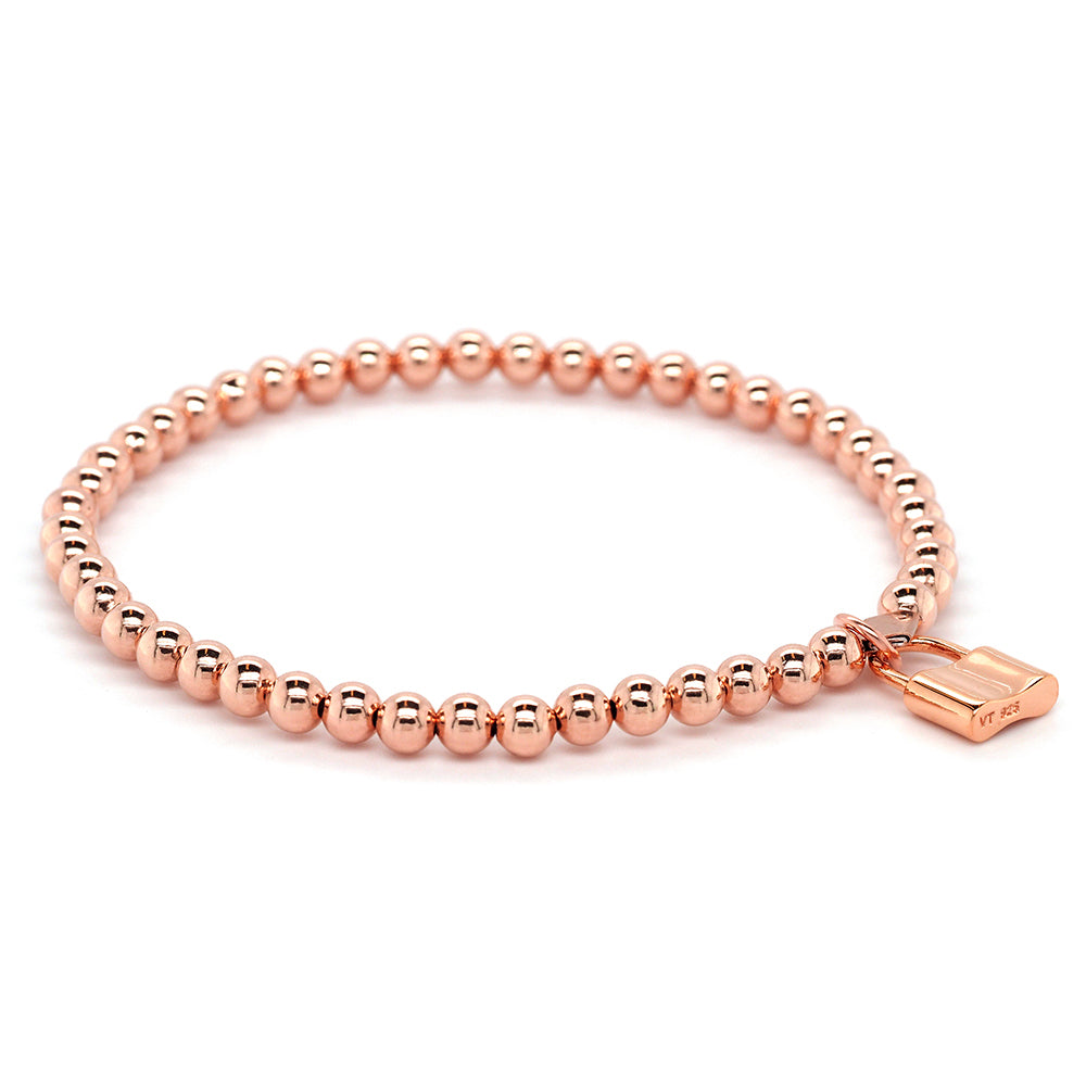 Von Treskow Rose-Tone Ball Bracelet With Padlock Charm XB22-