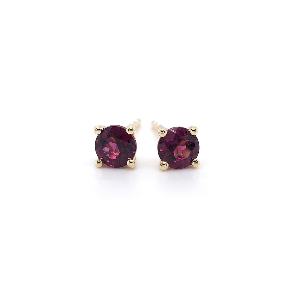 9ct Yellow Gold Rhodolite Garnet 4.5mm Studs