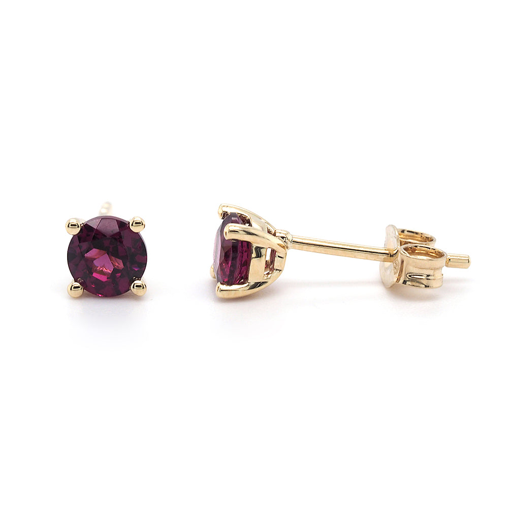 9ct Yellow Gold Rhodolite Garnet 4.5mm Studs