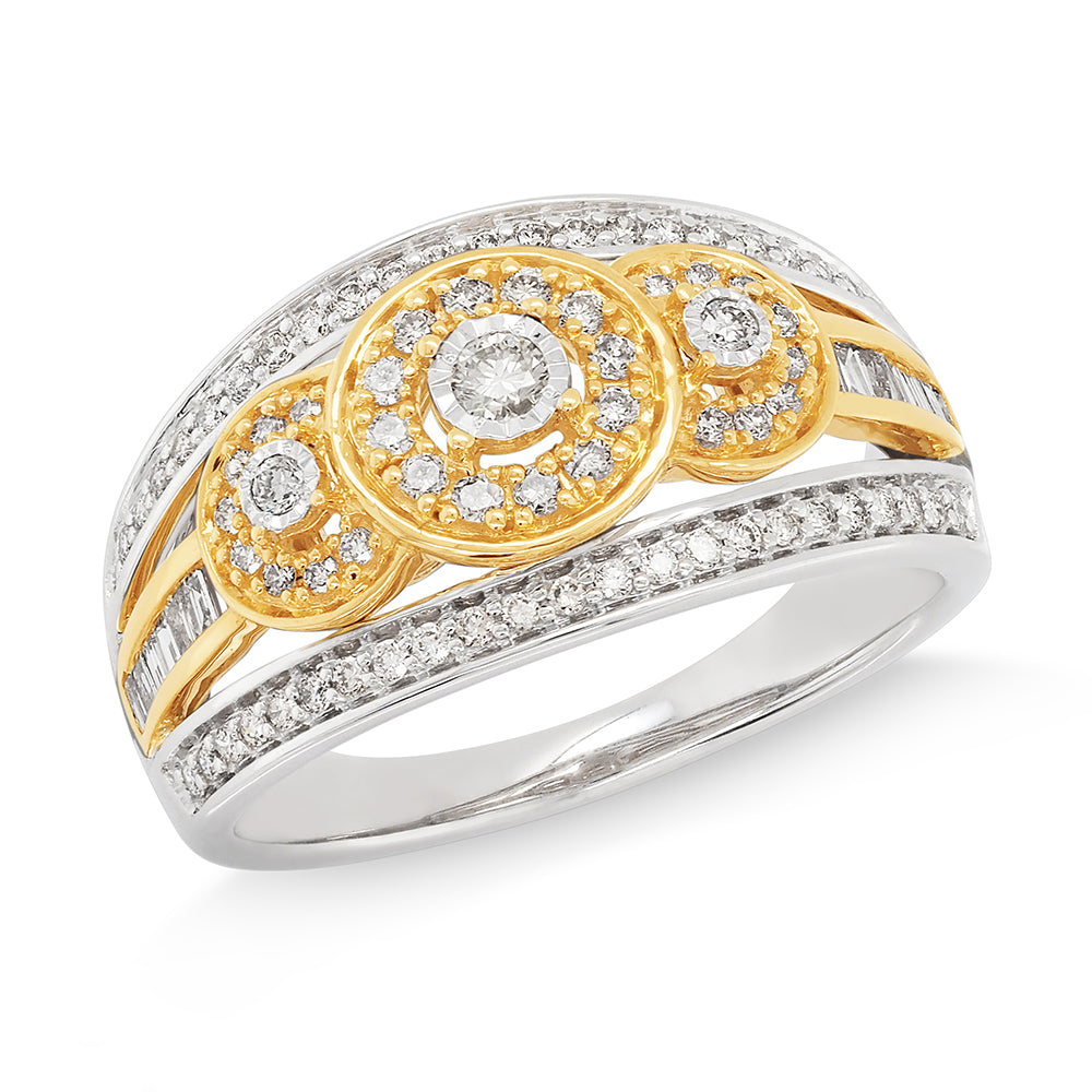 9ct Gold 2-Tone Diamond Dress Ring TDW: 0.50CT